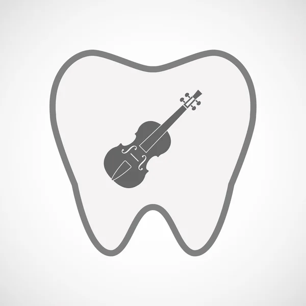 Εικονίδιο δόντι τέχνης απομονωμένες γραμμή με ένα βιολί — Διανυσματικό Αρχείο