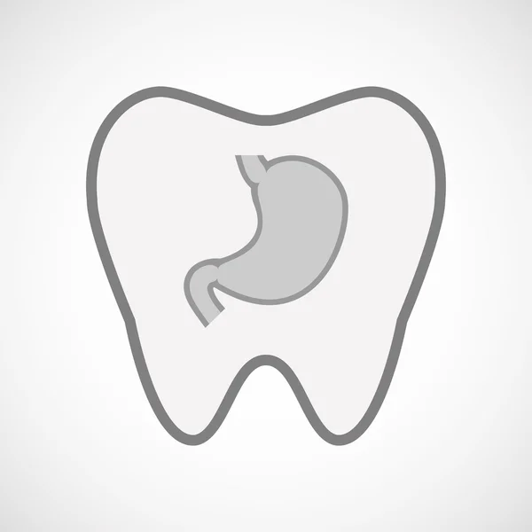 Ізольована лінія художнього зуба значок зі здоровою іконою людського шлунка — стоковий вектор