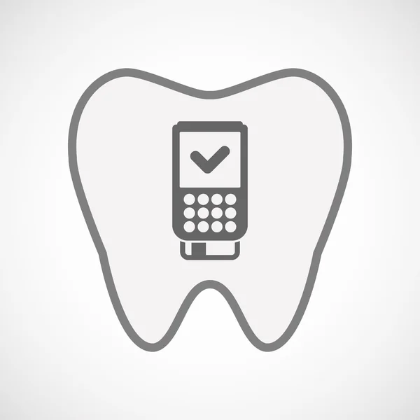 Ícone de dente de arte de linha isolada com um ícone de dataphone —  Vetores de Stock