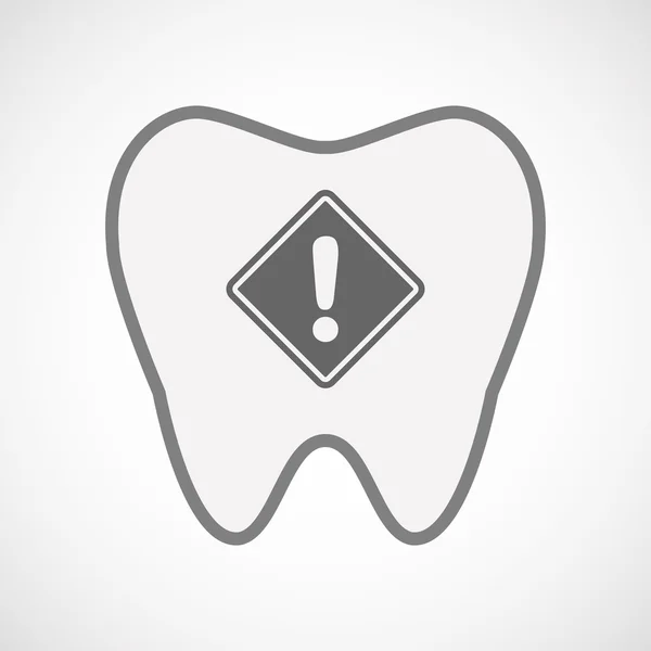 Icono de diente de arte en línea aislada con una señal de advertencia — Archivo Imágenes Vectoriales