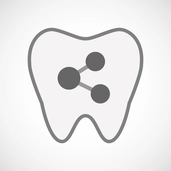 Піктограма ізольованого лінійного художнього зуба з мережевим знаком — стоковий вектор