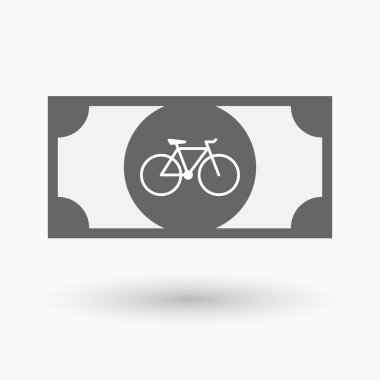 İzole banka not simgesini bir bisiklet ile