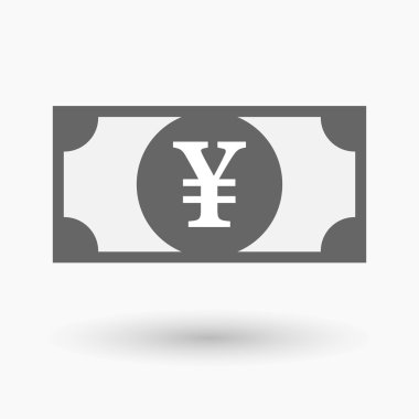 Yen işareti simgesiyle izole banknot