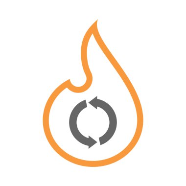 İzole izole satırı sanat alev simgesi bir yuvarlak geri dönüşüm işareti ile