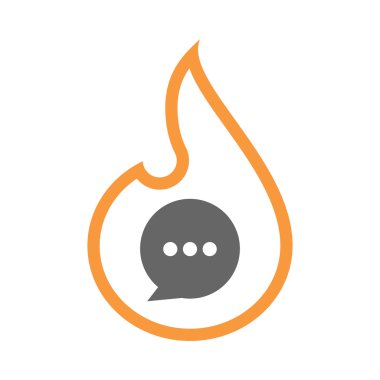 Komik bir balon ile izole izole hat sanat alev simgesi