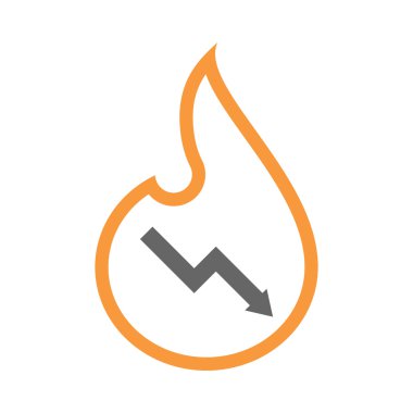 Azalan bir grafik ile izole izole hat sanat alev simgesi