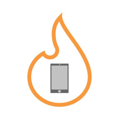 İzole izole satırı sanat alev simgesi bir akıllı telefon ile
