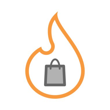 İzole izole satırı sanat alev simgesi ile bir alışveriş çantası