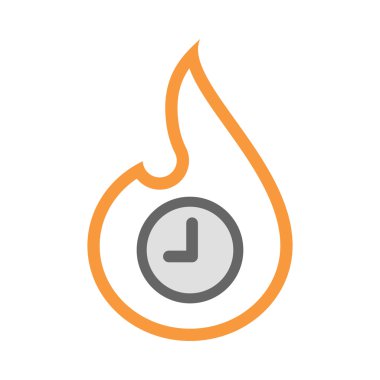 İzole izole satırı sanat alev simgesi ile bir masa saati