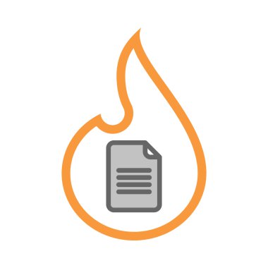 İzole izole satırı sanat alev simgesi bir belge ile