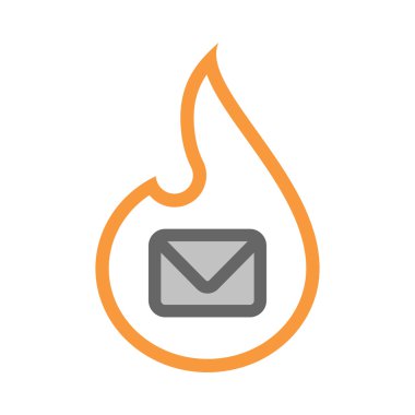 İzole izole satırı sanat alev simgesi bir zarf ile