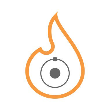 İzole izole satırı sanat alev simgesi ile bir atom