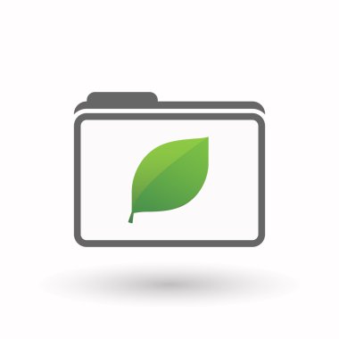İzole satırı sanat klasör simgesi yeşil yaprak