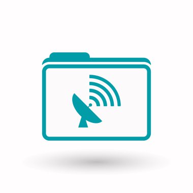 Bir uydu çanağı ile izole satırı sanat klasör simgesi