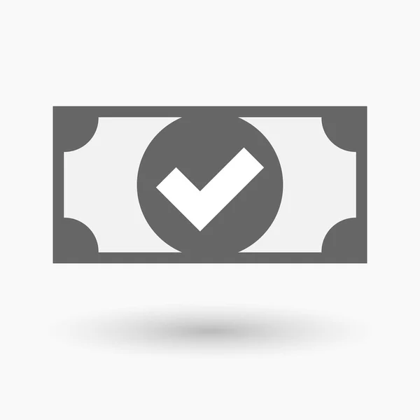 Geïsoleerde bank notitiepictogram met een vinkje — Stockvector