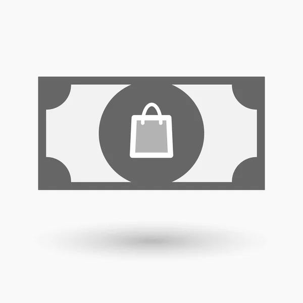 Bir alışveriş çantası ile izole banknot simgesi — Stok Vektör