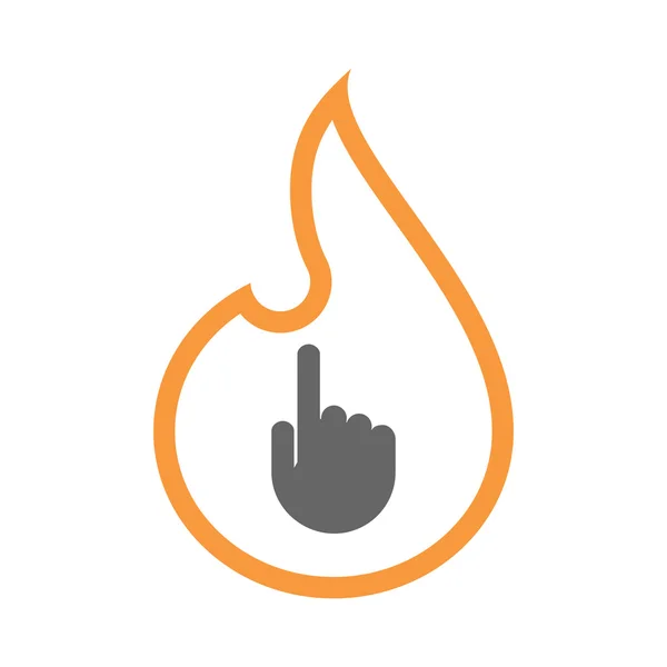 Geïsoleerde geïsoleerde lijn kunst vlam icoon met een wijzend handje — Stockvector