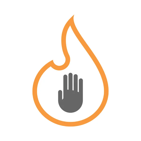 Izolované izolovaném linie umění plamen ikona s rukou — Stockový vektor