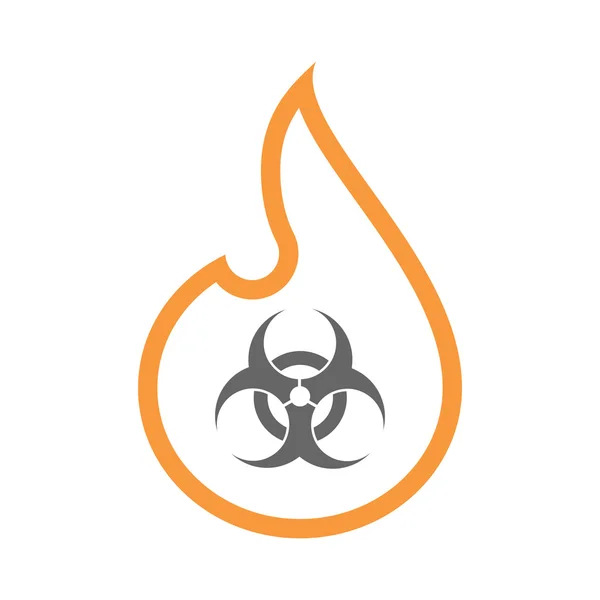 Isolated isolated line art flame icon with a biohazard sign — Stock Vector