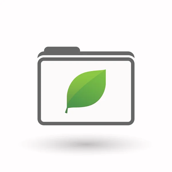 Isolated  line art  folder icon with a green  leaf — Stock Vector