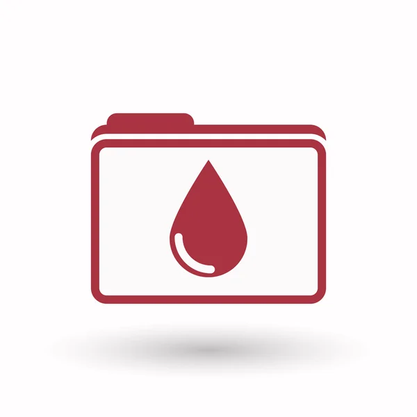 Isolated  line art  folder icon with a blood drop — Stock Vector