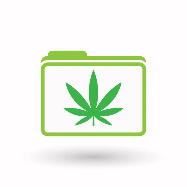 Isolated  line art  folder icon with a marijuana leaf — Stock Vector