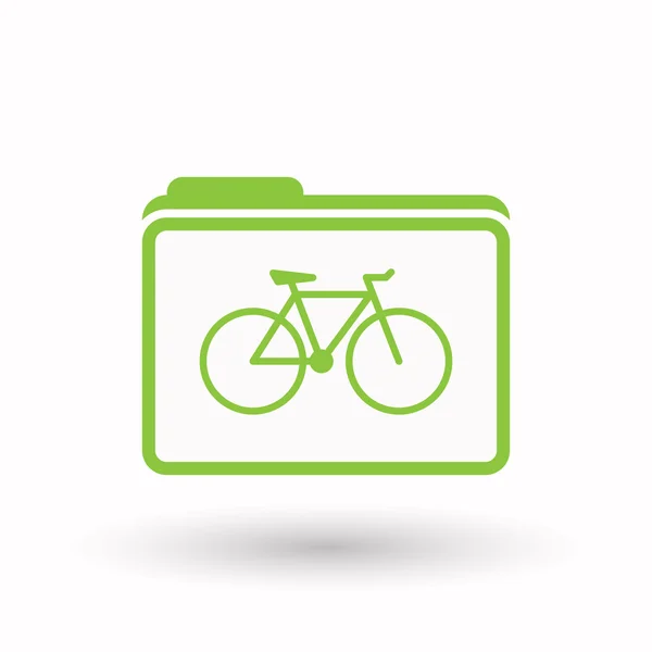 Isolato linea d'arte icona cartella con una bicicletta — Vettoriale Stock