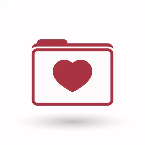 Isolated  line art  folder icon with a heart — Stock Vector