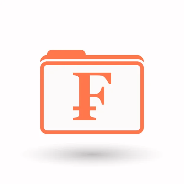 Isolée icône de dossier d'art de ligne avec un signe franc suisse — Image vectorielle