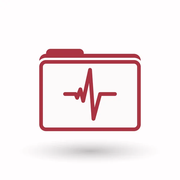 Ícone de pasta de arte de linha isolada com um sinal de batimento cardíaco — Vetor de Stock