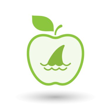 Köpekbalığı yüzgeci ile izole hat sanat elma simgesi