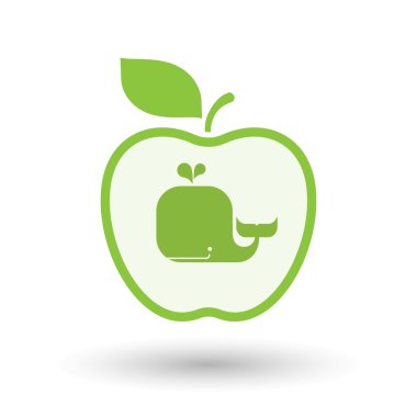 Bir balina ile izole hat sanat elma simgesi