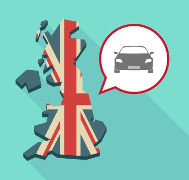 Uzun gölge İngiltere harita komik bir balon ve bir araba ile