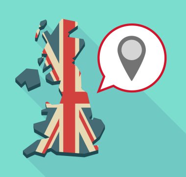 Uzun gölge İngiltere harita ile komik bir balon ve bir harita ma