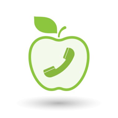İzole satırı sanat elma simgesi ile bir telefon