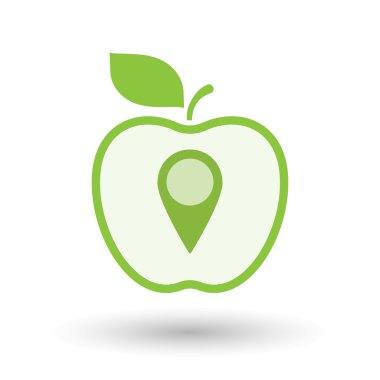 İzole satırı sanat elma simgesi bir harita ile işaretle