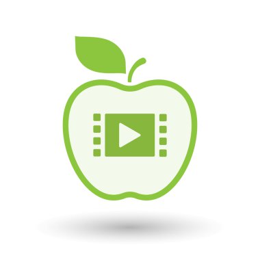 İzole satırı sanat elma simgesi Multimedya işaretiyle