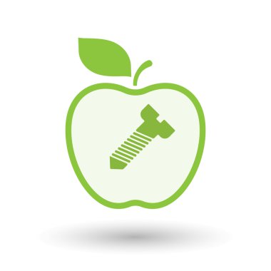 İzole satırı sanat elma simgesi bir vida ile