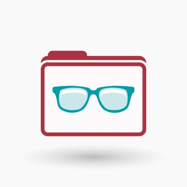 İzole satırı sanat klasör simgesi ile bir gözlük