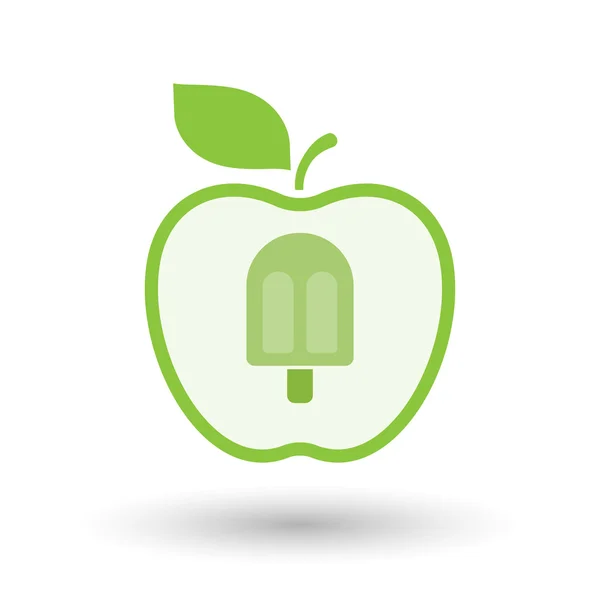 Isolé ligne d'art icône pomme avec une crème glacée — Image vectorielle