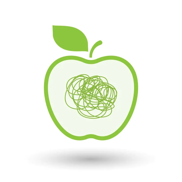 Isolated  line art apple icon with a doodle — Stock Vector