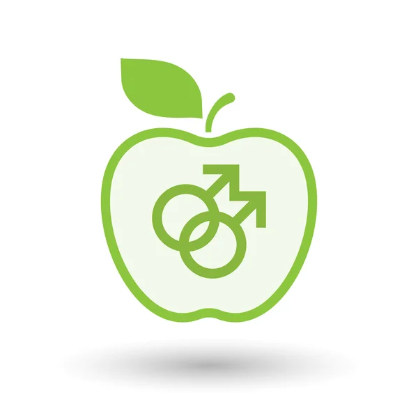 Απομονωμένη γραμμή εικονίδιο apple τέχνη με μια gay πινακίδα — Διανυσματικό Αρχείο