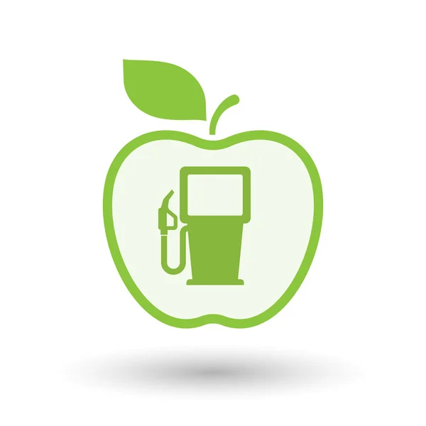 Isolerade linje konst apple-ikonen med en bensinstation — Stock vektor