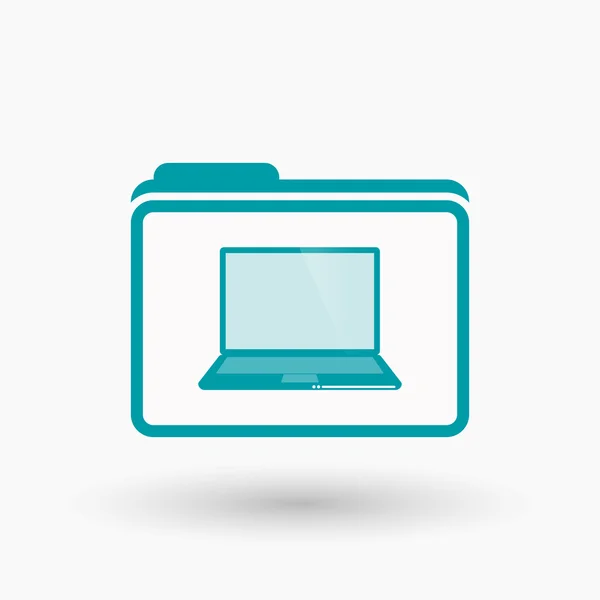 Isolated  line art  folder icon with a laptop — Stock Vector