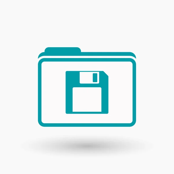 Isolated  line art  folder icon with a floppy disk — Stock Vector