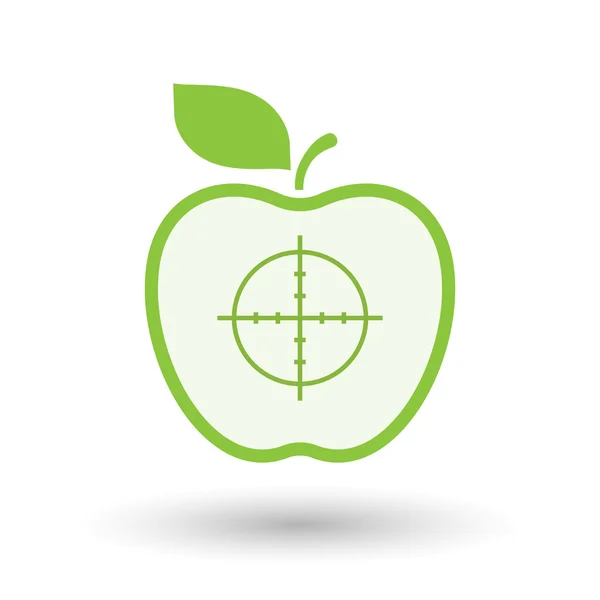 Isolated  line art apple icon with a crosshair — Stock Vector