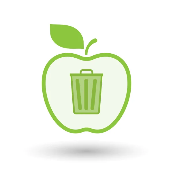 Isolé ligne d'art icône pomme avec une poubelle — Image vectorielle