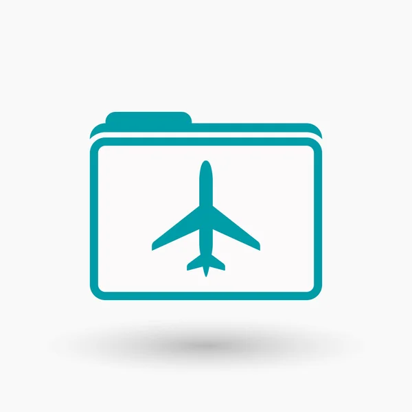 Linia na białym tle sztuka ikony folderu z samolotu — Wektor stockowy