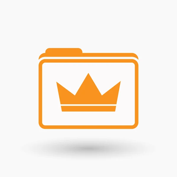 Isolated  line art  folder icon with a crown — Stock Vector