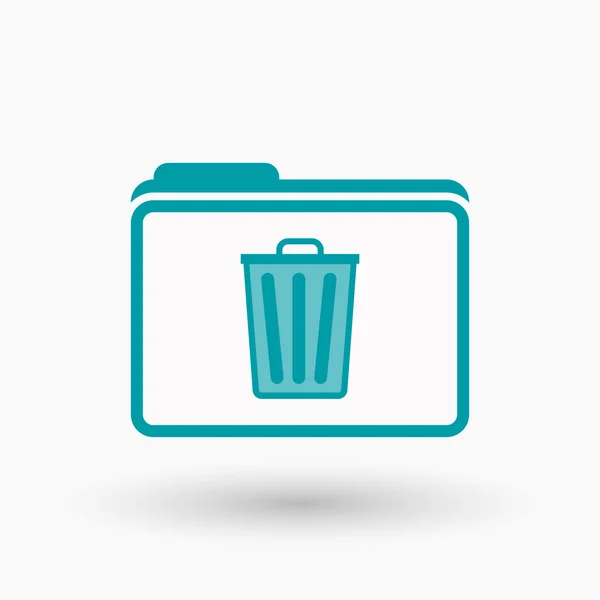 Isolated  line art  folder icon with a trash can — Stock Vector